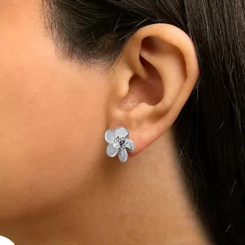 Lab Created 10K Yellow Gold 1/3 Cttw Lab Grown Diamond Flower Petal Stud Earrings