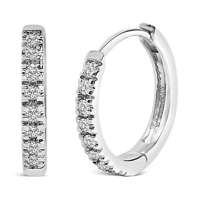 14K Gold 1/5 CTW Diamond Huggie Hoop Earrings