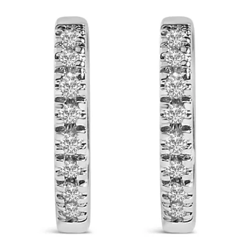 14K Gold 1/5 CTW Diamond Huggie Hoop Earrings