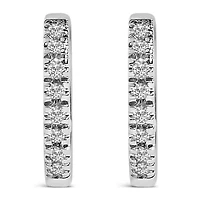 14K Gold 1/5 CTW Diamond Huggie Hoop Earrings