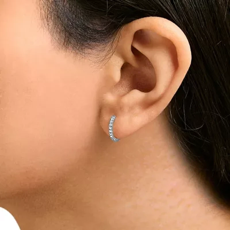 14K Gold 1/5 CTW Diamond Huggie Hoop Earrings