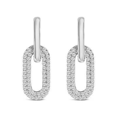 Lab Created 10K Gold 1/2 Cttw Lab Grown Diamond Dangling Paperclip Drop Earrings
