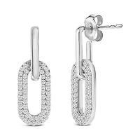 Lab Created 10K Gold 1/2 Cttw Lab Grown Diamond Dangling Paperclip Drop Earrings