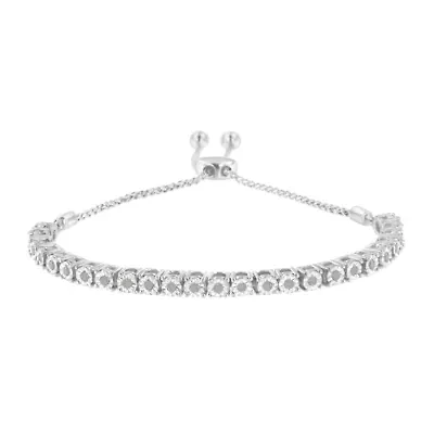 Silver 1/4 Cttw Diamond 4”-10” Adjustable Bolo Tennis Bracelet