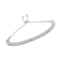 Silver 1/4 Cttw Diamond 4”-10” Adjustable Bolo Tennis Bracelet