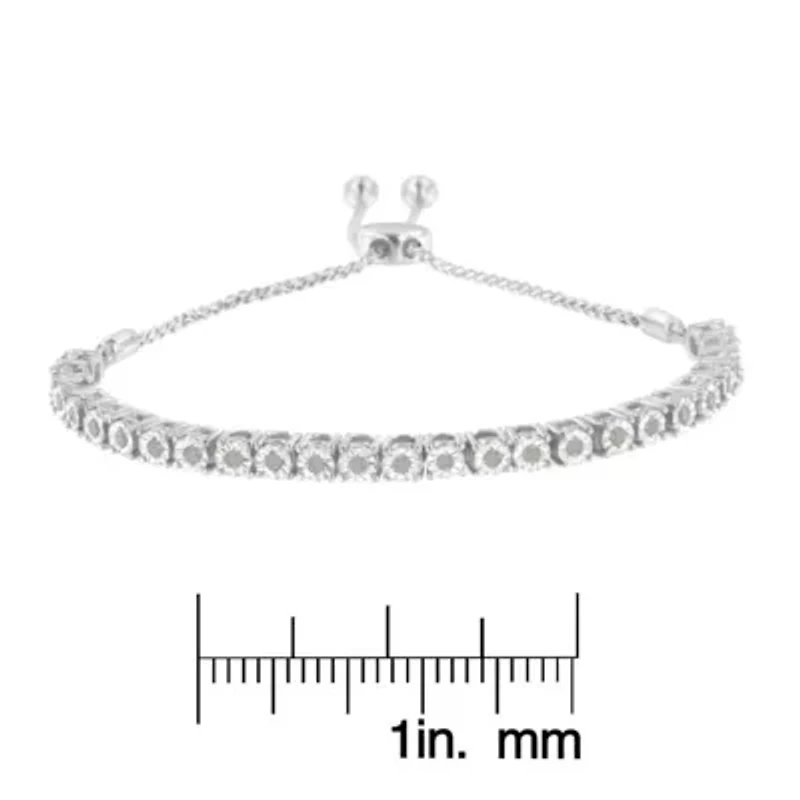 Silver 1/4 Cttw Diamond 4”-10” Adjustable Bolo Tennis Bracelet