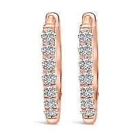 10K Gold 1/4 Cttw Diamond Double Sided Huggie Hoop Earrings