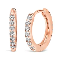 10K Gold 1/4 Cttw Diamond Double Sided Huggie Hoop Earrings