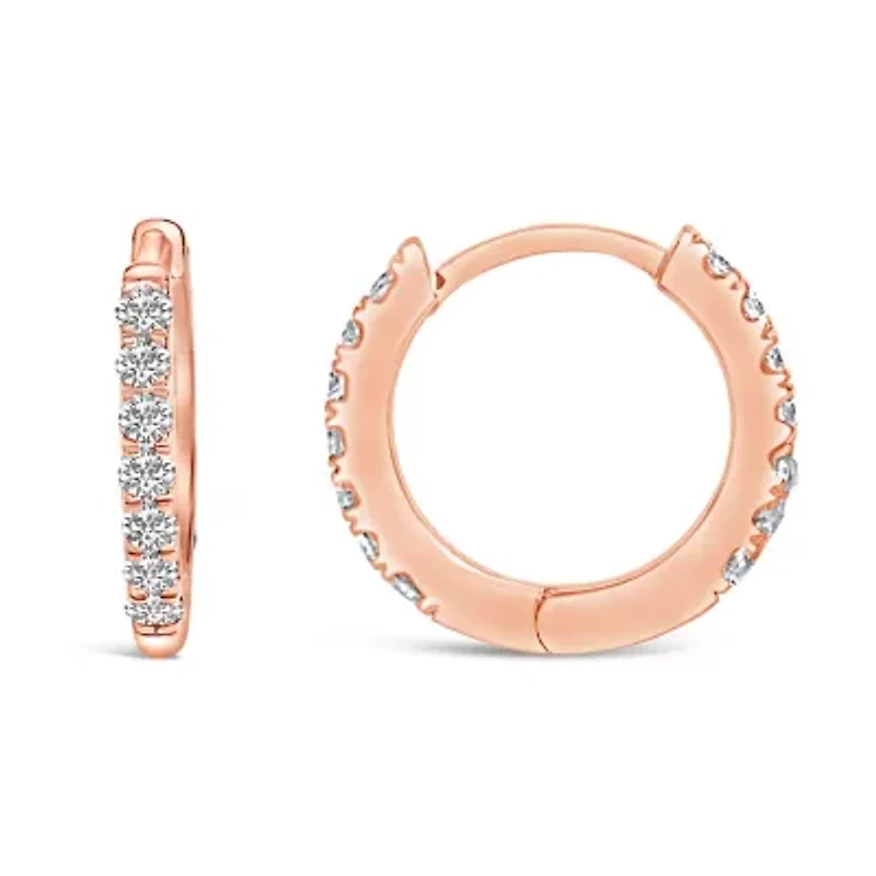 10K Gold 1/4 Cttw Diamond Double Sided Huggie Hoop Earrings
