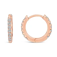 10K Gold 1/4 Cttw Diamond Double Sided Huggie Hoop Earrings