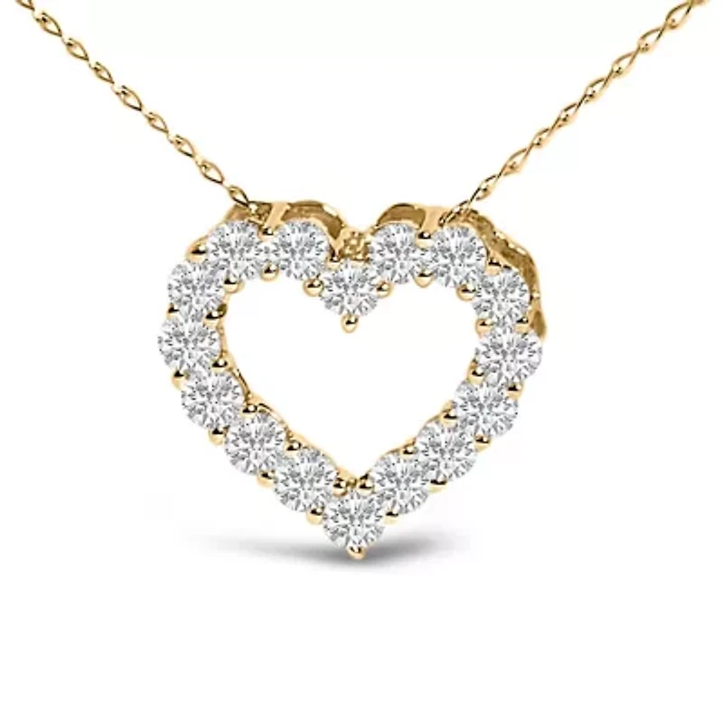 Lab Created 14K Gold 1/2 Carat Lab Grown Diamond Heart Shape Pendant Necklace