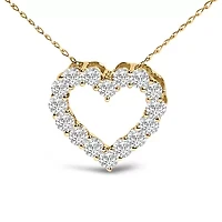 Lab Created 14K Gold 1/2 Carat Lab Grown Diamond Heart Shape Pendant Necklace