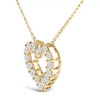 Lab Created 14K Gold 1/2 Carat Lab Grown Diamond Heart Shape Pendant Necklace