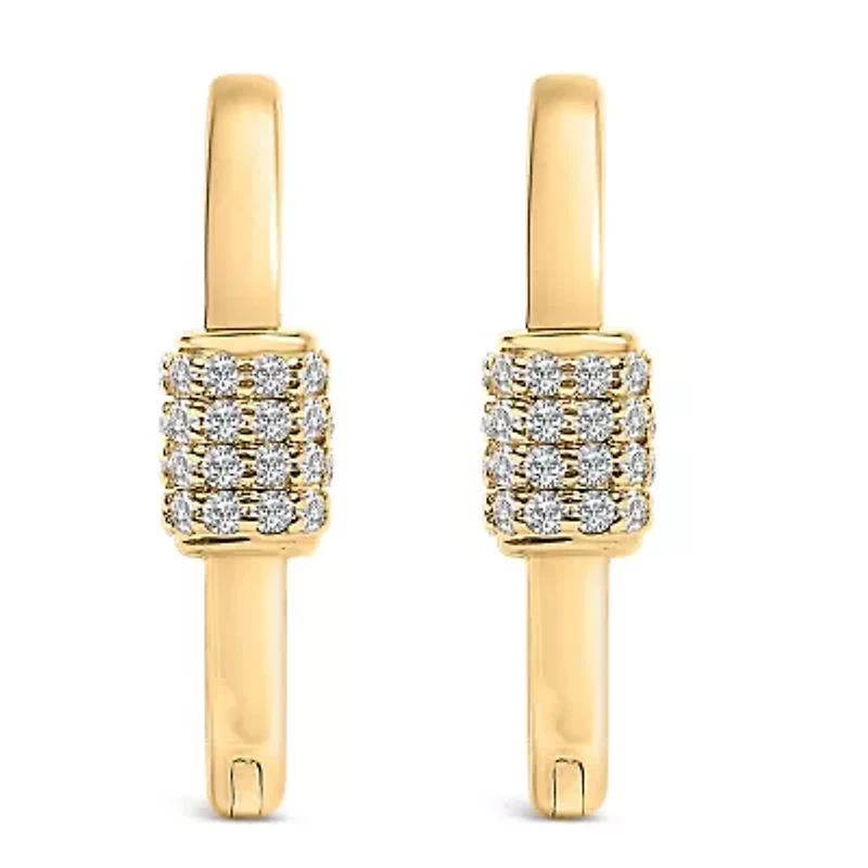 Lab Created 10K Gold 3/8 Cttw Lab Grown Diamond Heart Shaped Huggie Hoop Earrings
