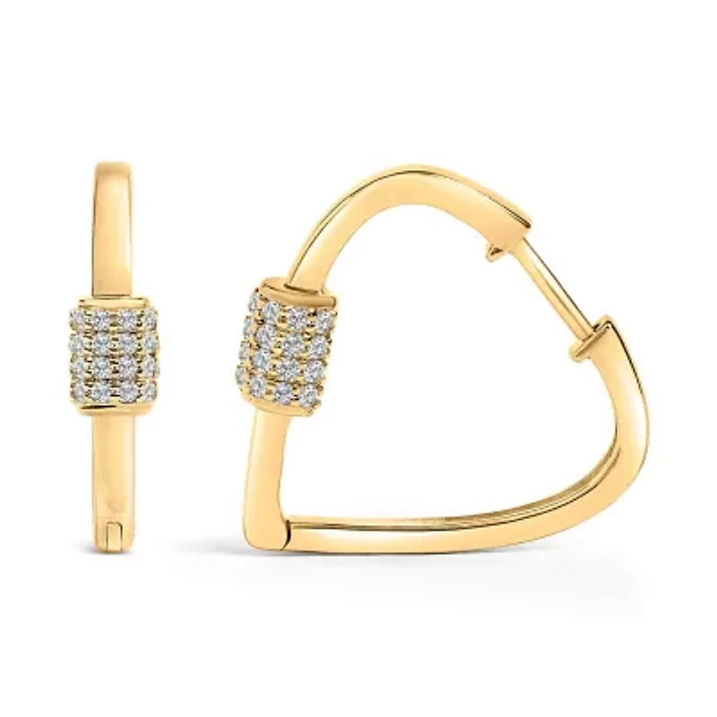 Lab Created 10K Gold 3/8 Cttw Lab Grown Diamond Heart Shaped Huggie Hoop Earrings