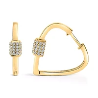 Lab Created 10K Gold 3/8 Cttw Lab Grown Diamond Heart Shaped Huggie Hoop Earrings