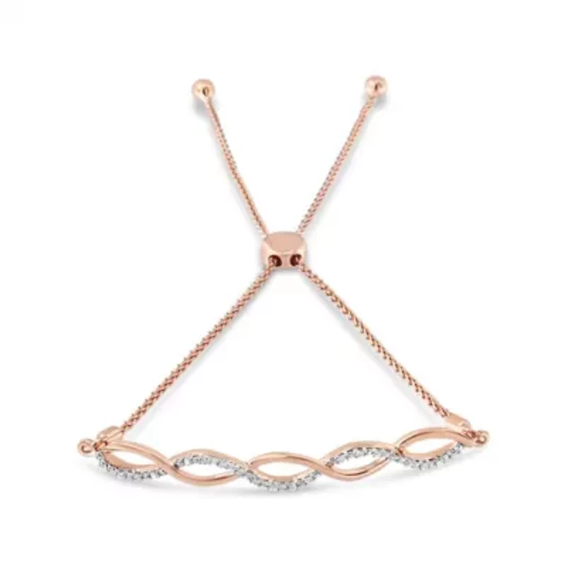 Silver Diamond Infinity Twist 4”-10” Adjustable Bolo Bracelet