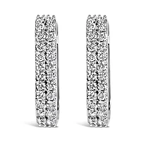 Lab Created 10K Gold 1/4 Cttw Lab Grown Diamond Double Row Huggie Hoop Earrings
