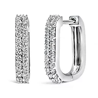 Lab Created 10K Gold 1/4 Cttw Lab Grown Diamond Double Row Huggie Hoop Earrings