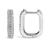 Lab Created 10K Gold 1/4 Cttw Lab Grown Diamond Double Row Huggie Hoop Earrings