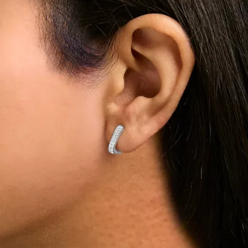 Lab Created 10K Gold 1/4 Cttw Lab Grown Diamond Double Row Huggie Hoop Earrings