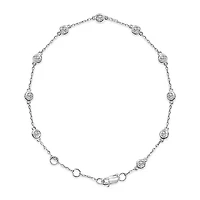 Lab Created 14K Gold 1/2 Cttw Bezel Set Lab Grown Diamond Station Bracelet