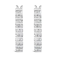 10K Gold 1.0 Cttw Alternating Diamond "U" Hoop Earrings