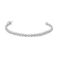 Silver 1.0 Cttw Diamond Bezel Link Design Tennis Bracelet