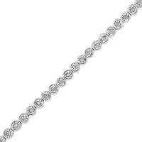 Silver 1.0 Cttw Diamond Bezel Link Design Tennis Bracelet