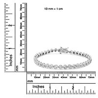 Silver 1.0 Cttw Diamond Bezel Link Design Tennis Bracelet