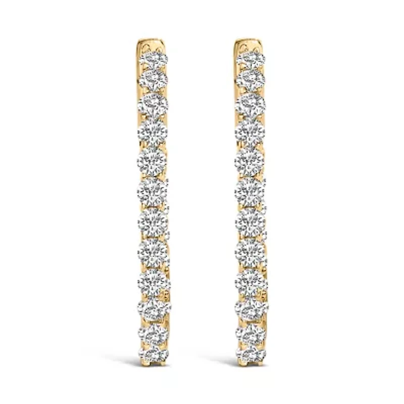 Lab Created 14K Gold 1.0 Cttw Oval Lab Grown Diamond Hoop Earrings