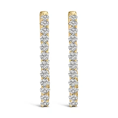 Lab Created 14K Gold 1.0 Cttw Oval Lab Grown Diamond Hoop Earrings