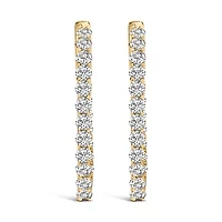 Lab Created 14K Gold 1.0 Cttw Oval Lab Grown Diamond Hoop Earrings