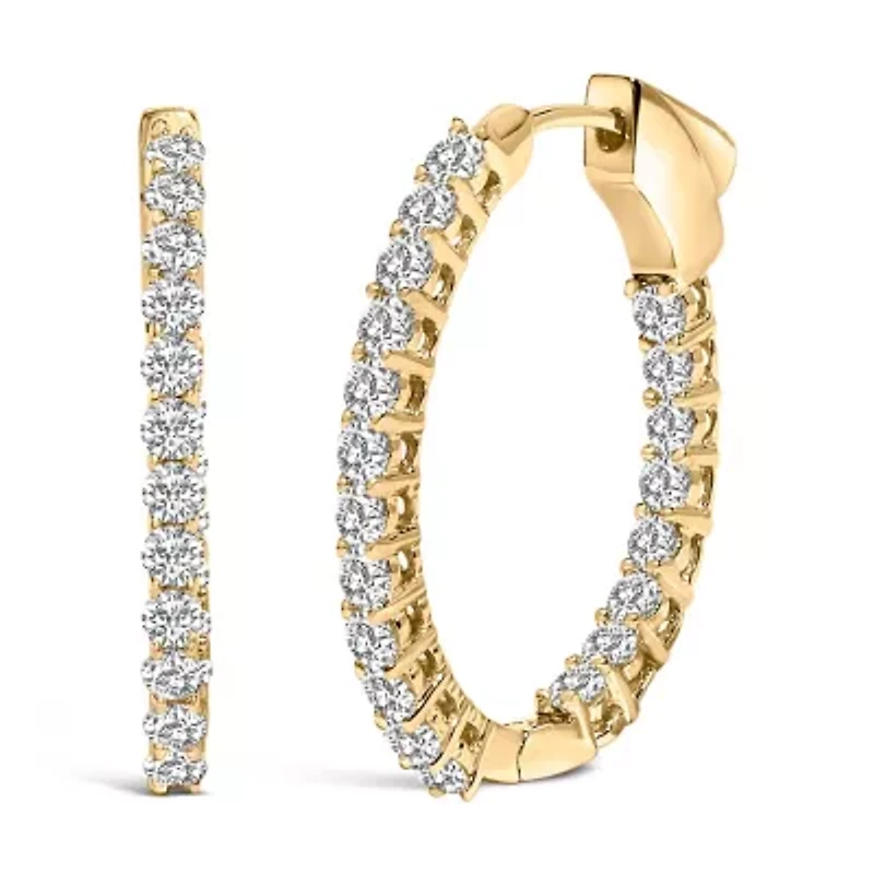 Lab Created 14K Gold 1.0 Cttw Oval Lab Grown Diamond Hoop Earrings