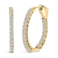 Lab Created 14K Gold 1.0 Cttw Oval Lab Grown Diamond Hoop Earrings