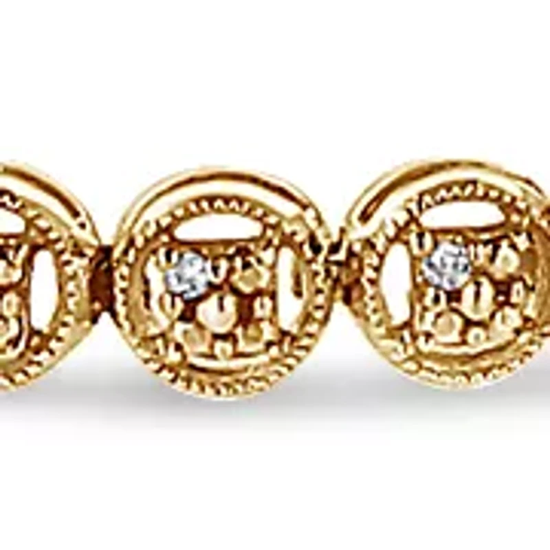 Silver 1/10 Cttw Diamond Open Circle Wheel Link Tennis Bracelet