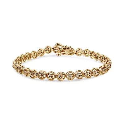 Silver 1/10 Cttw Diamond Open Circle Wheel Link Tennis Bracelet