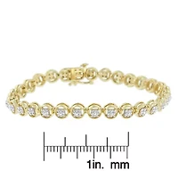 Silver 1/10 Cttw Diamond Open Circle Wheel Link Tennis Bracelet