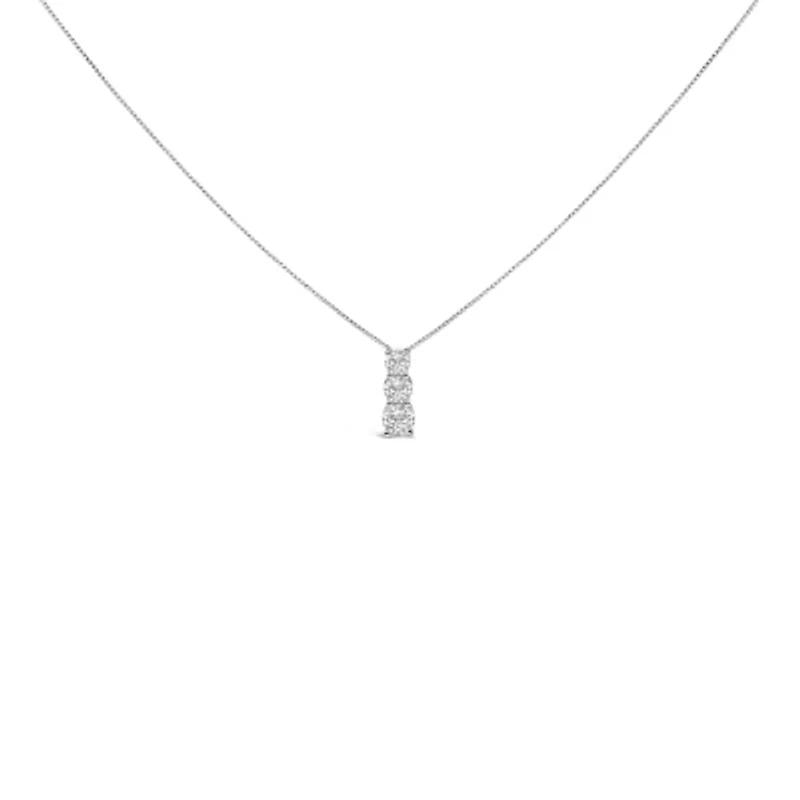 Lab Created 14K Gold 1/2 Cttw Lab Grown Diamond Three Stone Pendant Necklace