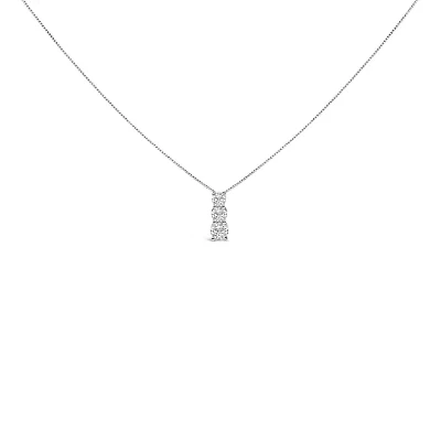 Lab Created 14K Gold 1/2 Cttw Lab Grown Diamond Three Stone Pendant Necklace