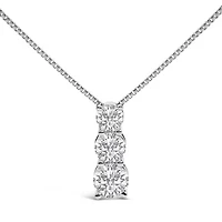 Lab Created 14K Gold 1/2 Cttw Lab Grown Diamond Three Stone Pendant Necklace