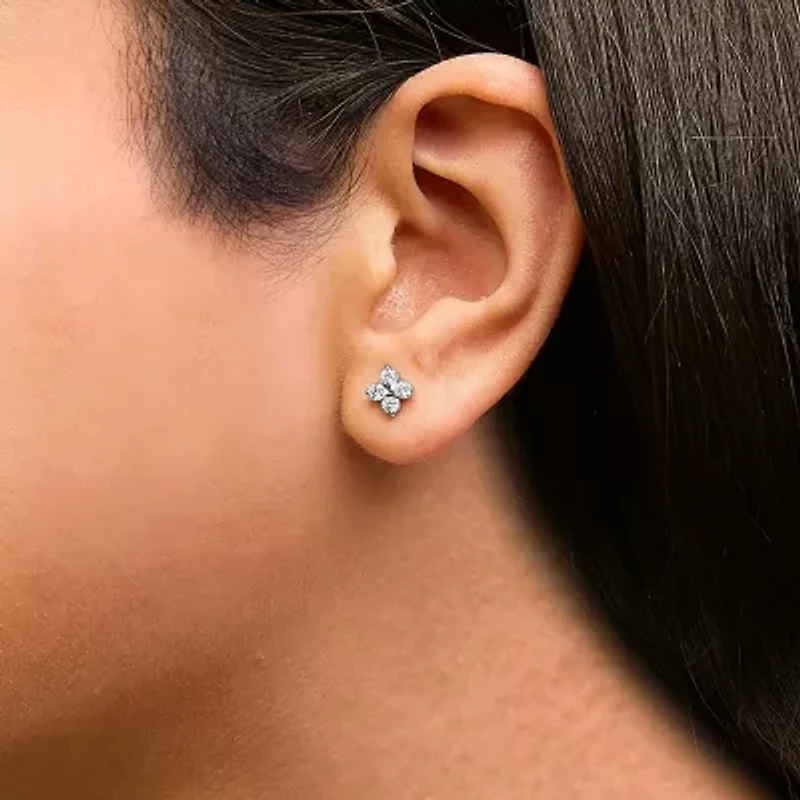 Lab Created 10K Yellow Gold 1/2 Cttw Lab Grown Diamond Snowflake Stud Earrings
