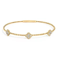 14K 1/2 Cttw Diamond Quatrefoil Clover Style Bangle Bracelet