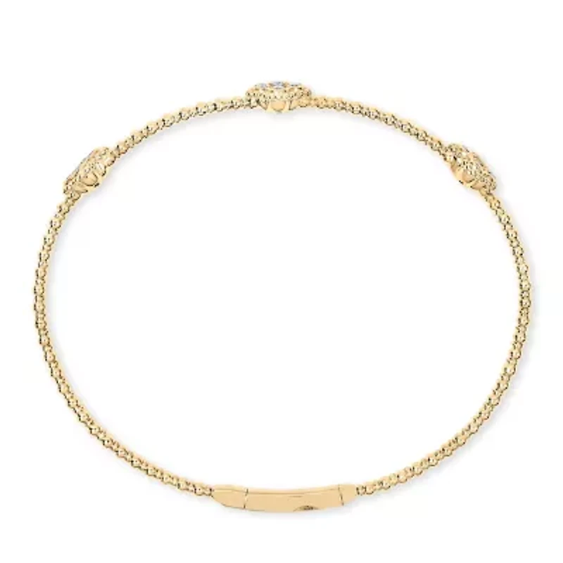 14K 1/2 Cttw Diamond Quatrefoil Clover Style Bangle Bracelet