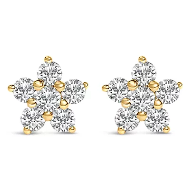 Lab Created 10K Gold 1/2 Cttw Lab Grown Diamond Star Stud Earrings