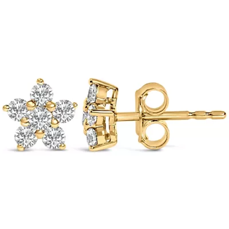 Lab Created 10K Gold 1/2 Cttw Lab Grown Diamond Star Stud Earrings