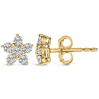 Lab Created 10K Gold 1/2 Cttw Lab Grown Diamond Star Stud Earrings