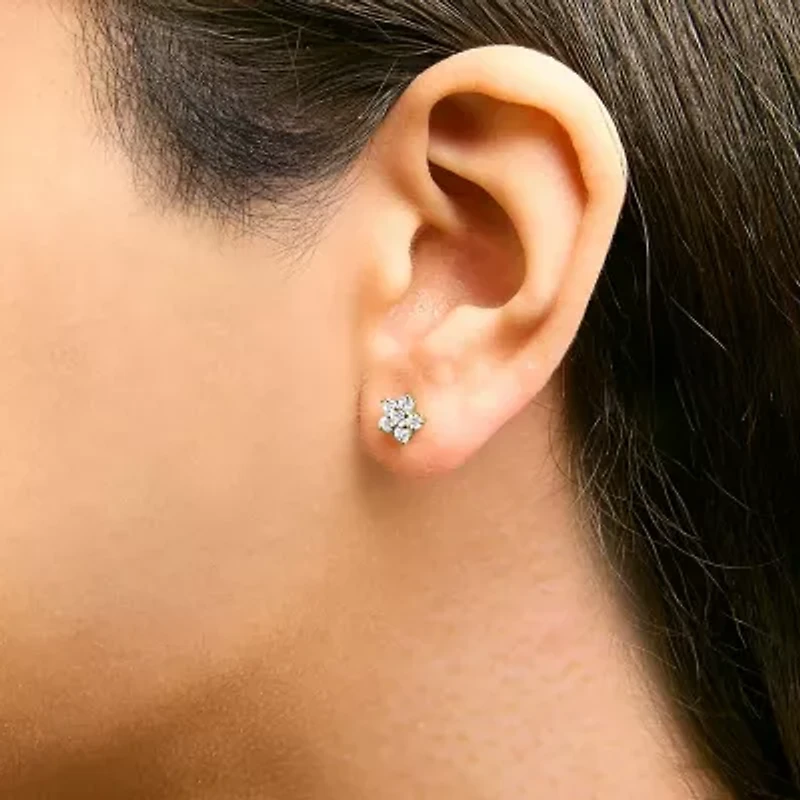 Lab Created 10K Gold 1/2 Cttw Lab Grown Diamond Star Stud Earrings