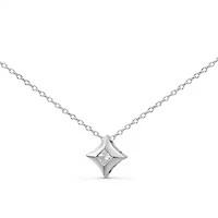 10K Gold 1/5 Cttw Diamond Kite Shaped Solitaire Pendent Necklace
