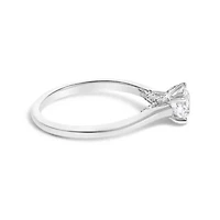 14K White Gold 7/8 Cttw Lab Grown Diamond Solitaire Cathedral Style Engagement Ring